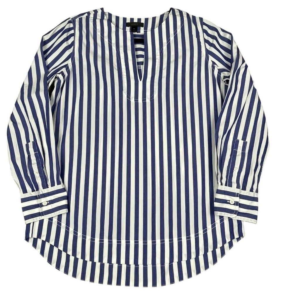 J. Crew Blue & White Striped Classic Preppy Nautical Summer Pop Over Tunic - XS